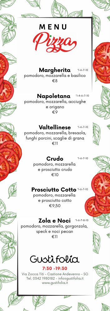 Menù Pizza