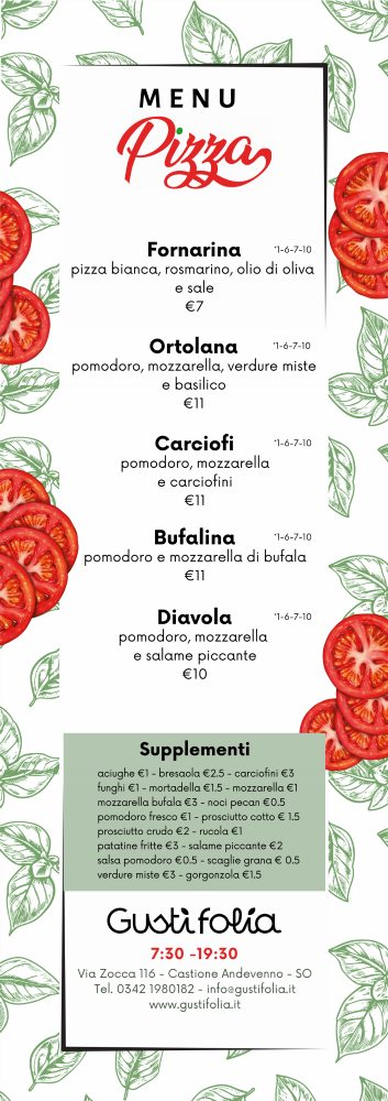 Menù Pizza